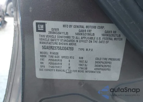 2008 Buick Enclave Cxl z USA, uszkodzony, nr VIN 5GAER23758J304769